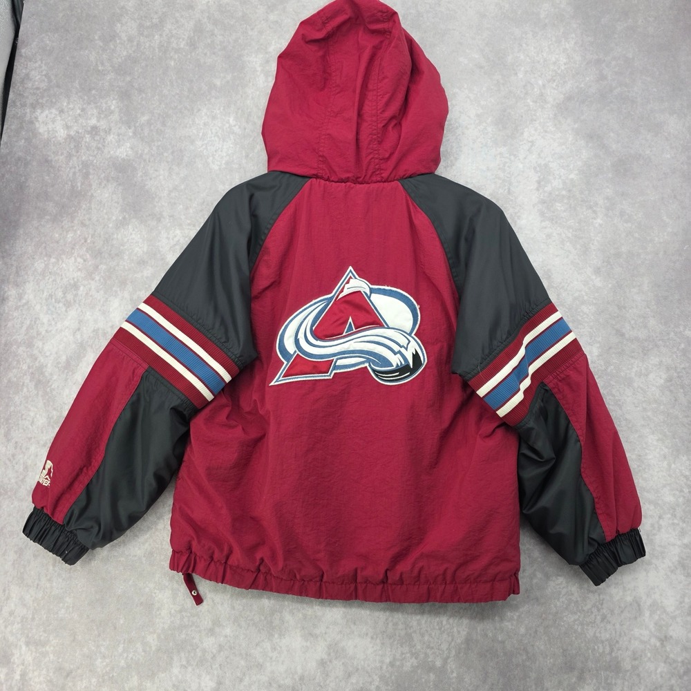 Vintage Starter Colorado Avalanche NHL Puffer Jacket Burgundy Black Mens Medium
